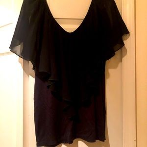 Sleeveless Ruffled Neck Top (Black)